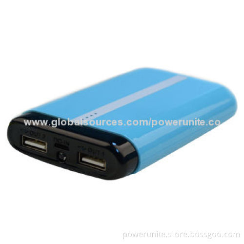 New Design 7,800mAh Dual-USB Output Portable Power Bank, 5V/1A Input